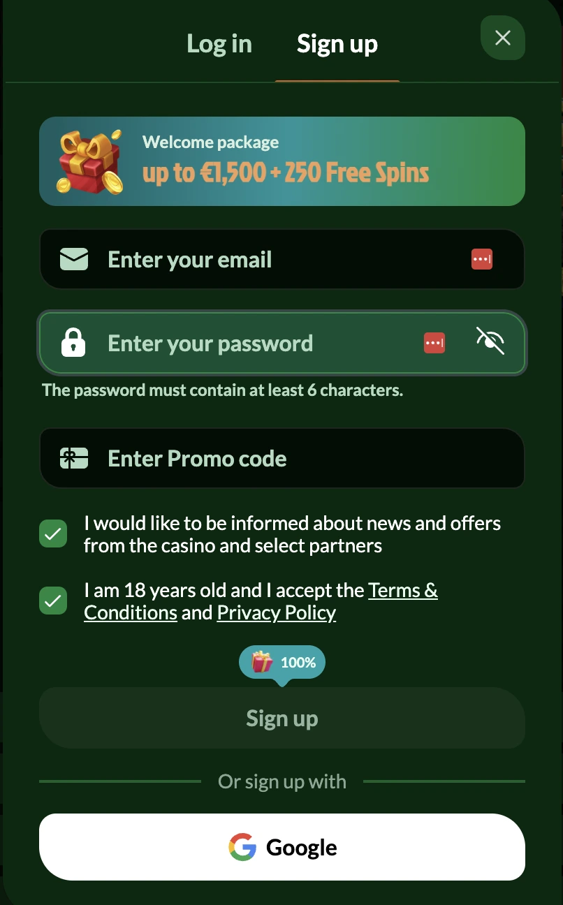 Registratie bij Spinmaya