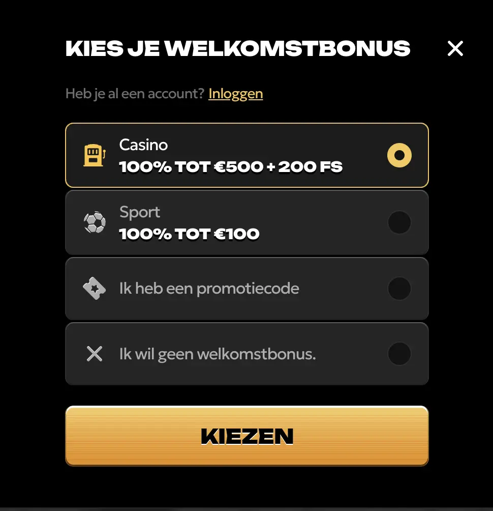registreren en spelen bij Spinsy Casino