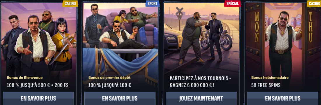 Bannière des bonus MafiaCasino